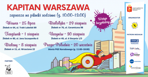 Kapitan Warszawa powraca z misją ratunkową dla stolicy. Rusza cykl bezpłatnych pikników dla najmłodszych
